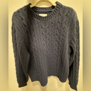 Hollister Comfy Cloud Cable-Knit Crew Sweater - Navy Blue